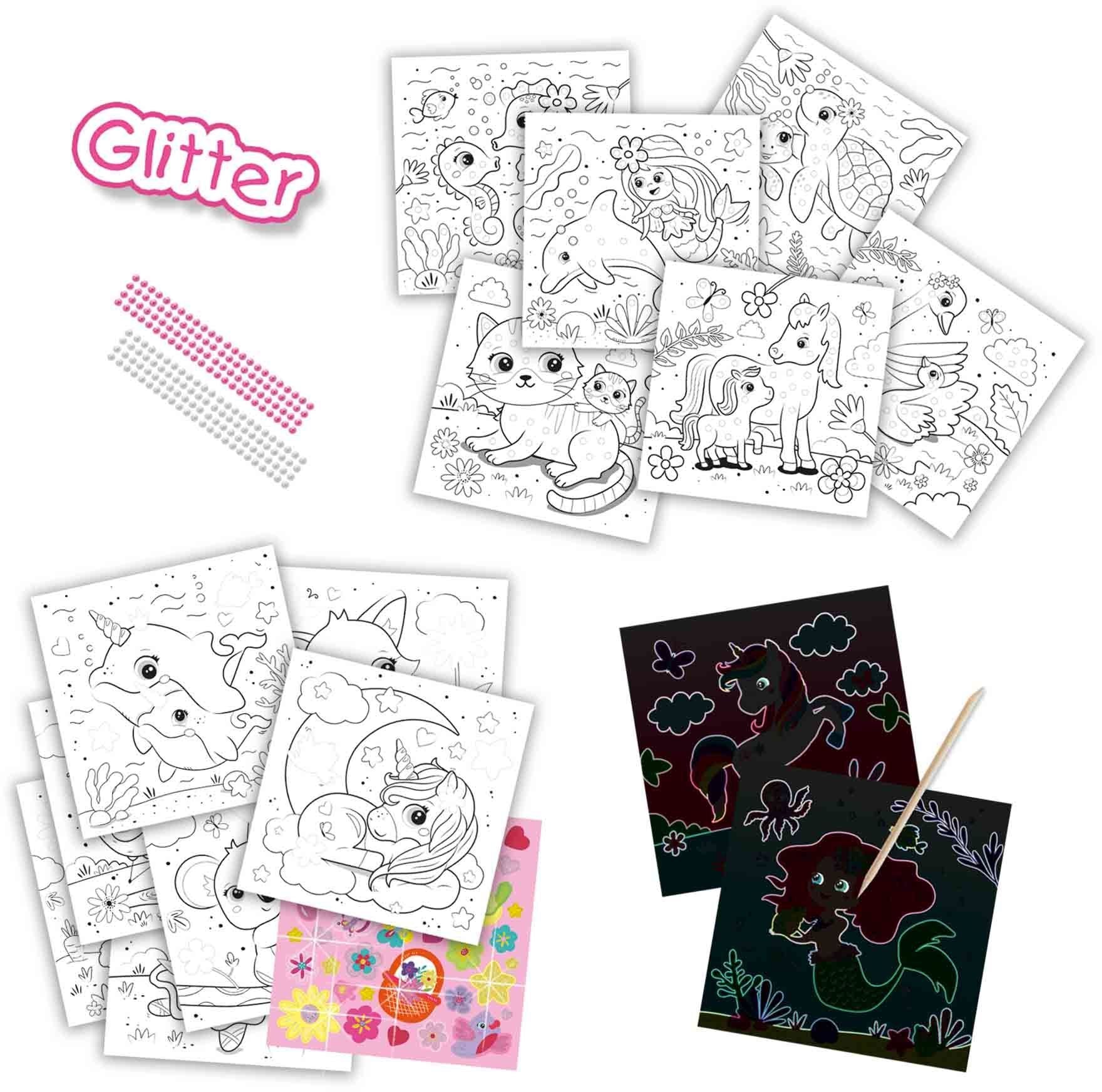 Stepped 3 in 1 sequin coloring activity book