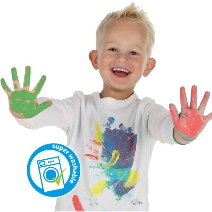 Finger paint 6 colors x 45ml - SES CREATIVE - Color intensity and easy to wash.