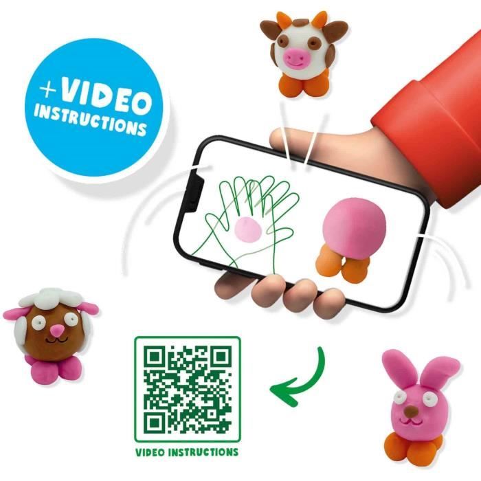 FunDo Play Dough - Farm Animals (3x90gr-1x40gr) - SES CREATIVE - Interactive for young children.