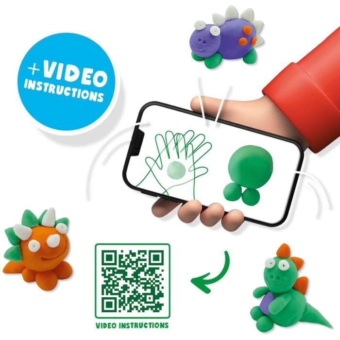 FunDo Modeling Clay - Dinosaurs (3x90gr-1x40gr) - SES CREATIVE - Interactive for young children.