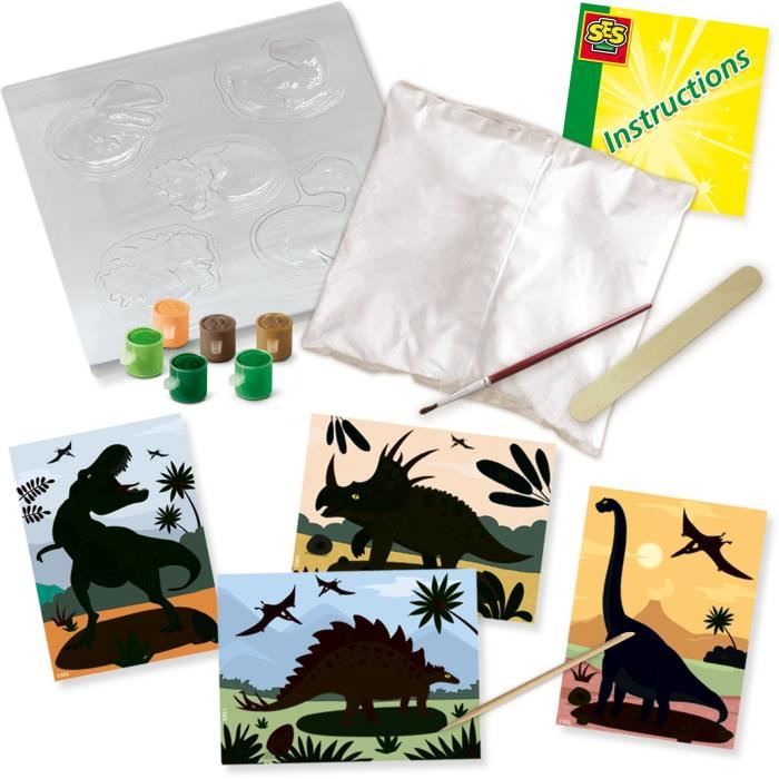 2 in 1 Dinosaurs - Molding, painting and scratching - Creative hobbies - SES CREATIVE - Mold, paint and scratch dinosaurs.