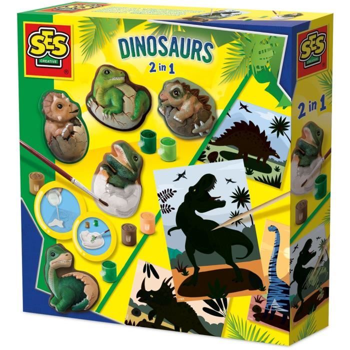 2 in 1 Dinosaurs - Molding, painting and scratching - Creative hobbies - SES CREATIVE - Mold, paint and scratch dinosaurs.