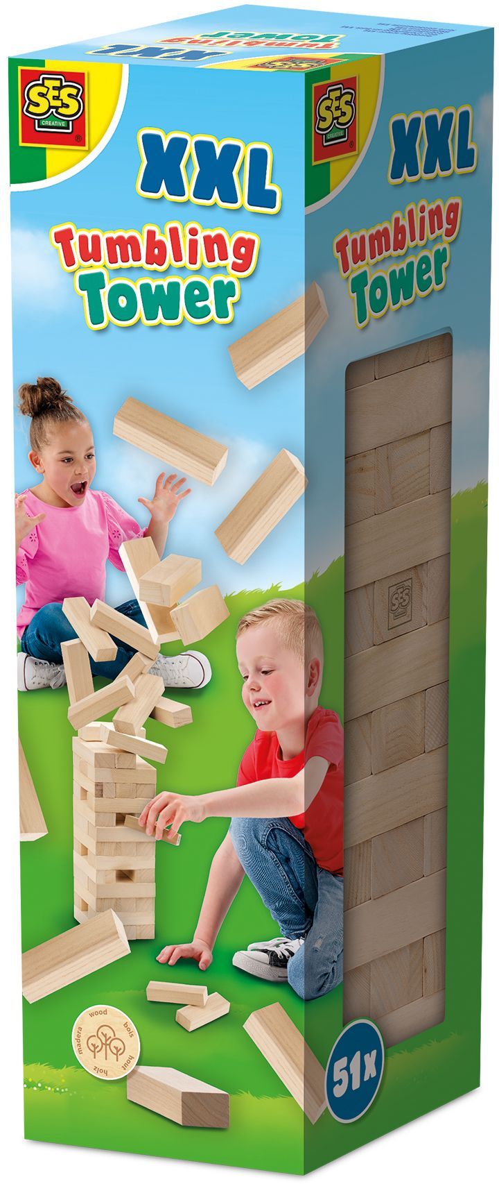 XXL Tumbling Tower - Skill game - SES CREATIVE - XXL version for outdoors, exciting for children and adults.