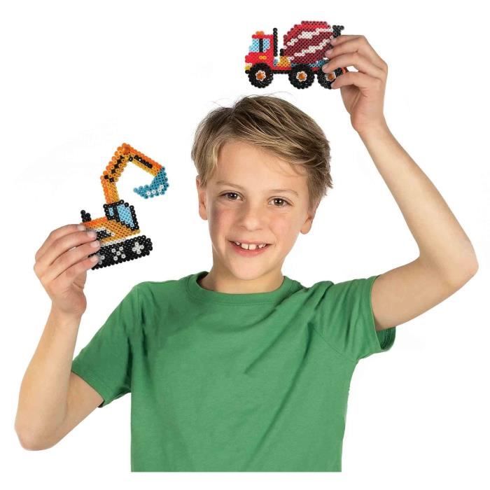 Ironing beads - Construction trucks - SES CREATIVE - Create 5 types of construction vehicles.
