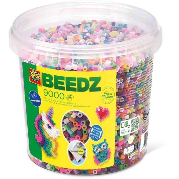Ironing beads mix - 9000 trendy boxes - SES CREATIVE - 9000 brightly colored beads.