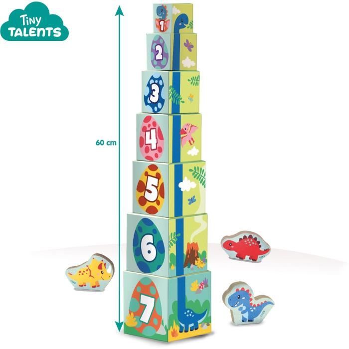 Stacking tower with dinosaur figures - Skill game - SES CREATIVE - Stacking tower with 3 dinosaur figures.