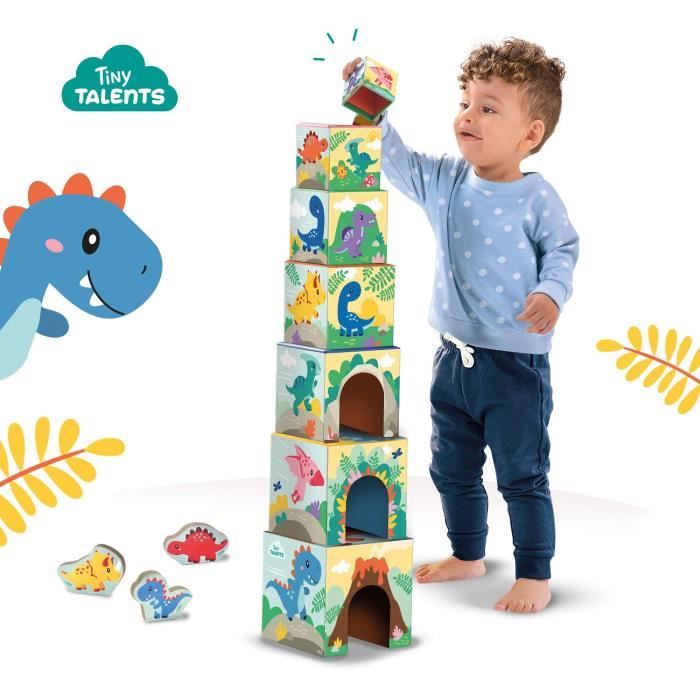 Stacking tower with dinosaur figures - Skill game - SES CREATIVE - Stacking tower with 3 dinosaur figures.