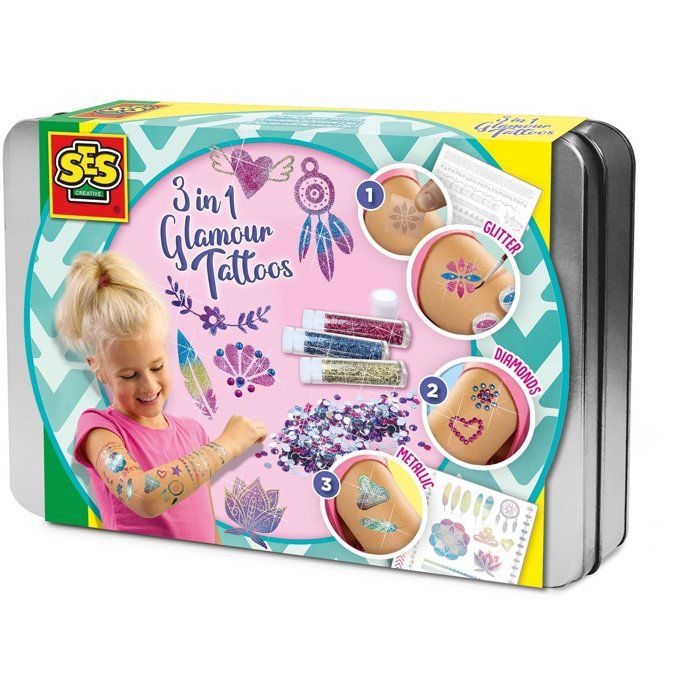 3 in 1 glamour tattoos - SES CREATIVE - Multicolor - White - For children from 5 months