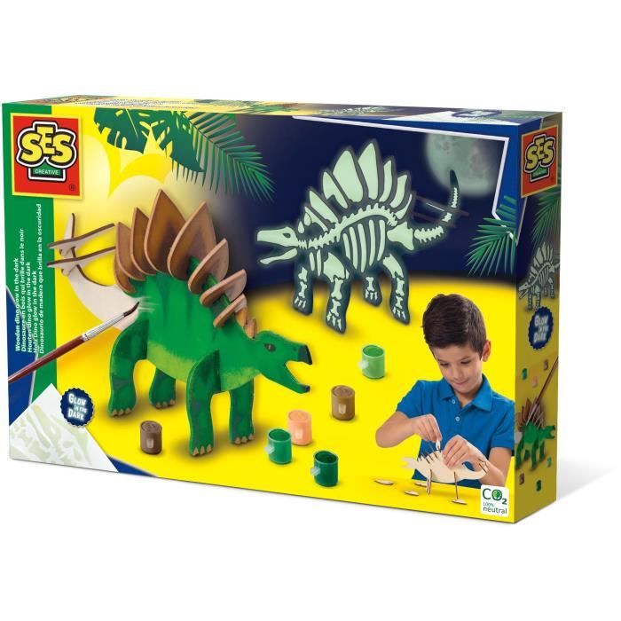 Glow in the Dark Wooden Dinosaur - Craft Kit - SES CREATIVE - Make your own glow in the dark dinosaur.