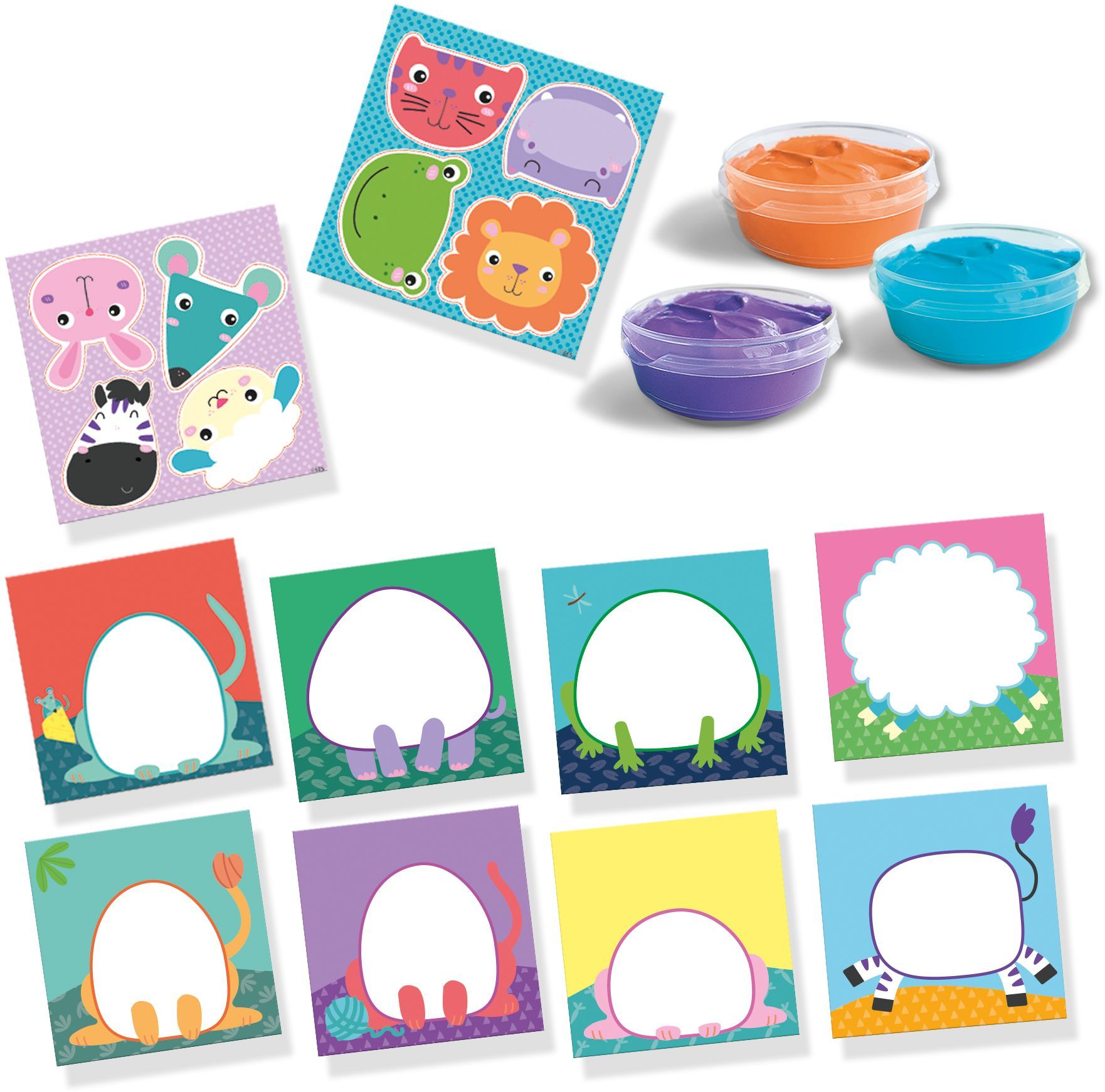 My first - Finger painting - Animals - SES CREATIVE - Paint 8 cards of happy animals.