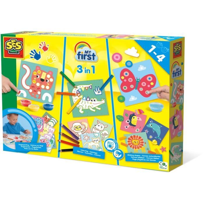 SES CREATIVE - My first - 3 in 1 Finger painting, coloring and sticker shapes