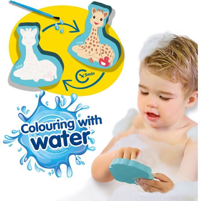 Sophie La Girafe - Water coloring in the bath