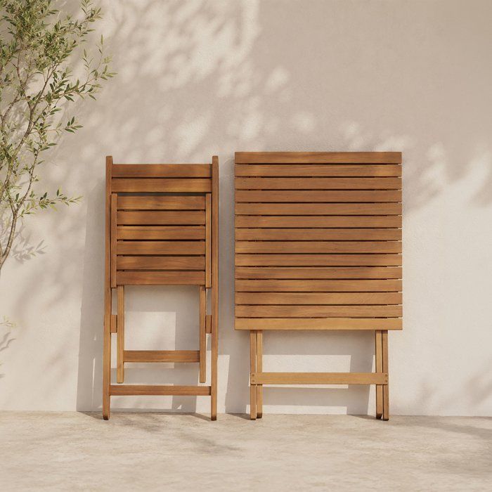 FSC acacia wood bistro set - Consisting of a square table and 2 folding chairs