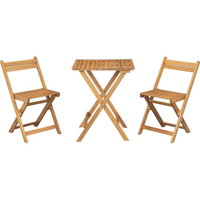 FSC acacia wood bistro set - Consisting of a square table and 2 folding chairs