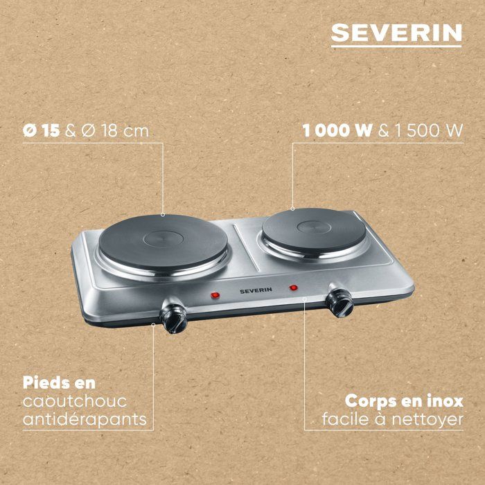 Severin DK1014 posable cast iron hob - stainless steel