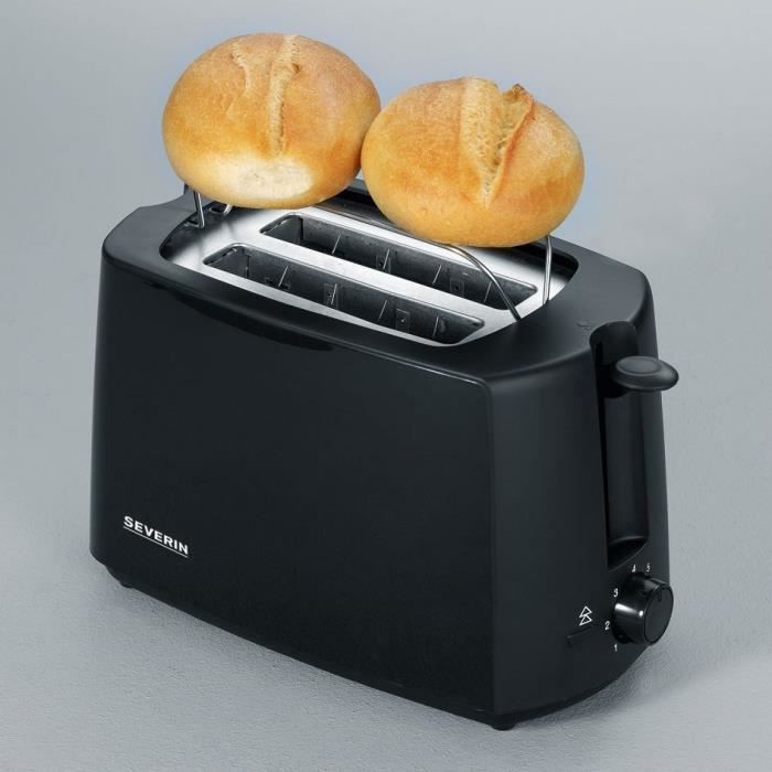 Severin AT2287 Grille-Pain 700 W, up to 2 slices, adjustable browning degree, support for pastries, auto ejection, black