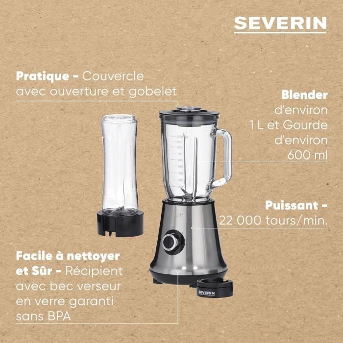 Severin SM3737 Classic Blender with Mix & Go - Stainless steel nutrient extractor