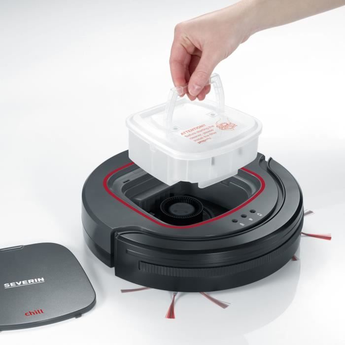 Severin RB7025 Robot vacuum cleaner, 12.8V lithium battery, 90 min. autonomy, approx. 100 m2, silent: 65 dB, slim: 7 cm high
