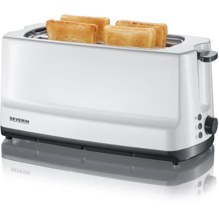 Severin AT2234 Grille-Pain, 2 Long slots for 4 slices: toast, thaw and reheat, Viennoiseries support, Centering