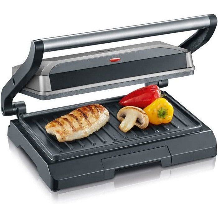 Severin kg2394 compact multifunction grill: meat - paninis - vegetables - non -stick plates 23x14 -5 cm - Graiss recovery