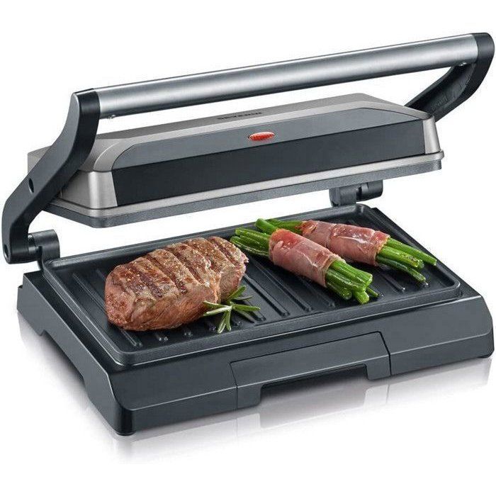 Severin kg2394 compact multifunction grill: meat - paninis - vegetables - non -stick plates 23x14 -5 cm - Graiss recovery