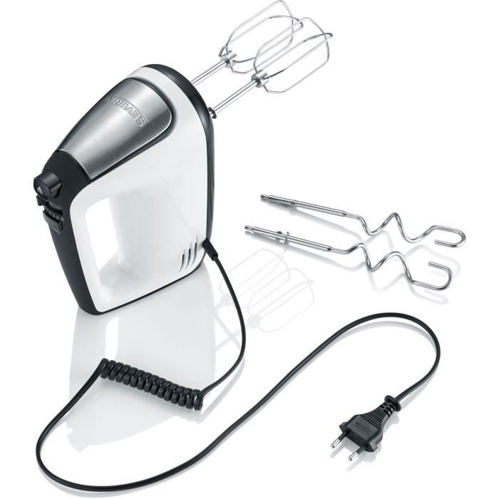 SEVERIN HM3830 Electric mixer: mix, beat, knead - 5 speeds + turbo function, 1600 rpm, 2 whisks and stainless steel hooks