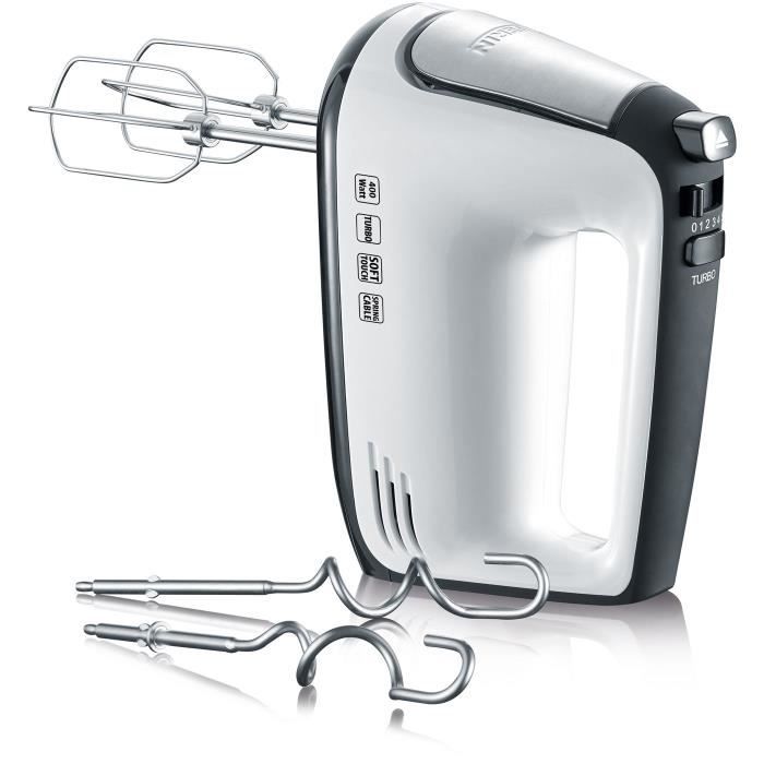 SEVERIN HM3830 Electric mixer: mix, beat, knead - 5 speeds + turbo function, 1600 rpm, 2 whisks and stainless steel hooks