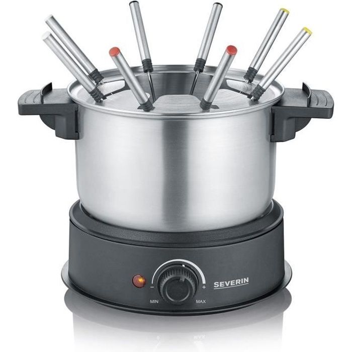 Severin FO2473 Electric Fondue 8 people with removable stainless steel scoop, included: anti-projections and 8 forks protection