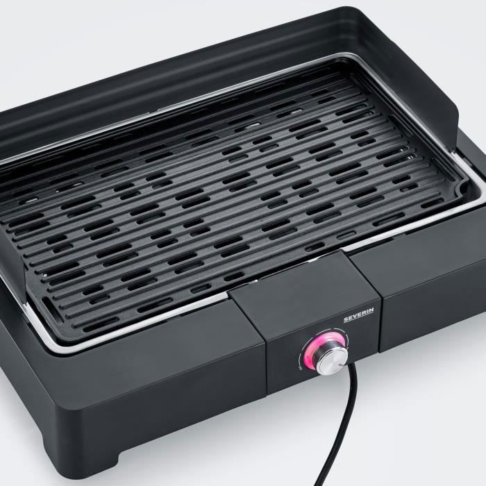 Severin - PG8567 - Electric table barbecue, 2,200 W, cast aluminum cast iron, smoke and smell water tank, Noi