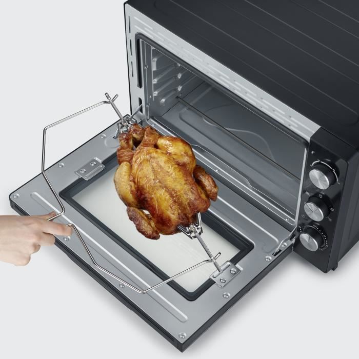 Severin to 2073 Posable oven xxl with rotating heat 60 L with pizza stone and turns, 2,200 W, 120 min timer, black/stainless steel