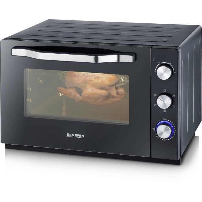 Severin to 2073 Posable oven xxl with rotating heat 60 L with pizza stone and turns, 2,200 W, 120 min timer, black/stainless steel