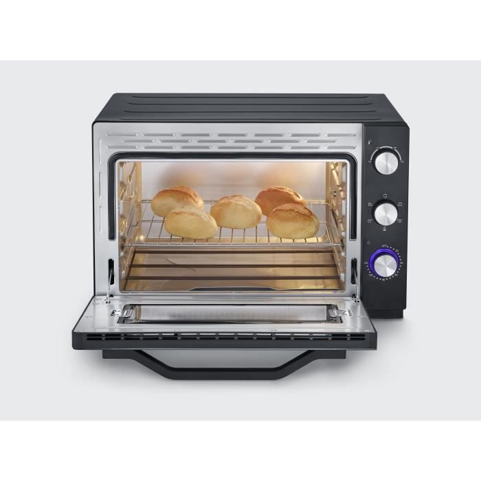 Severin to 2073 Posable oven xxl with rotating heat 60 L with pizza stone and turns, 2,200 W, 120 min timer, black/stainless steel