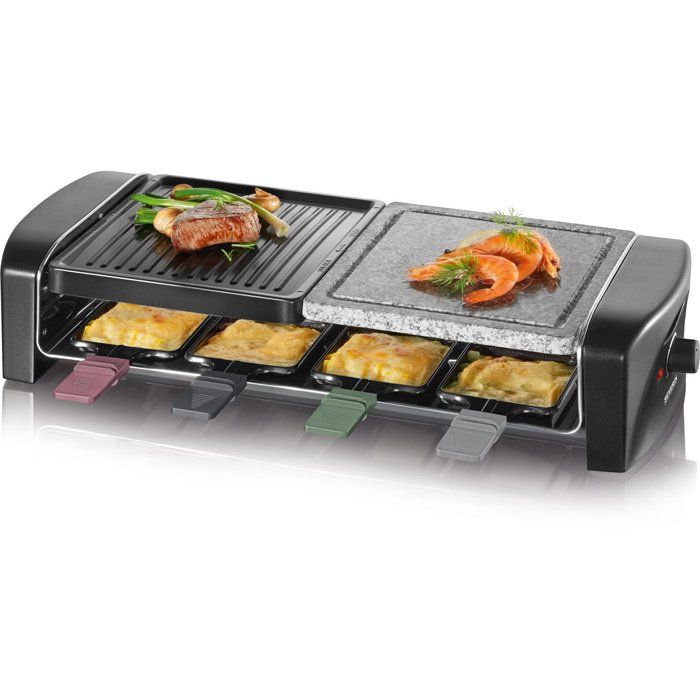 8-Person Raclette Machine - SEVERIN - RG9690 - Combined cooking plates: natural stone + nonstick surface - 1400W