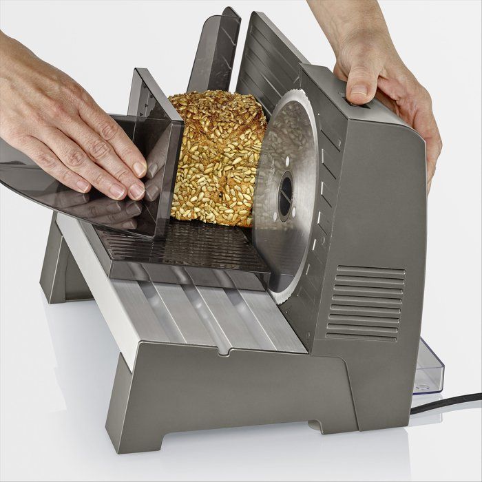 Universal Electric Slicer - SEVERIN - AS3918 - 150 W - Removable stainless steel blade, 0 to 23 mm - Dark Stainless Steel