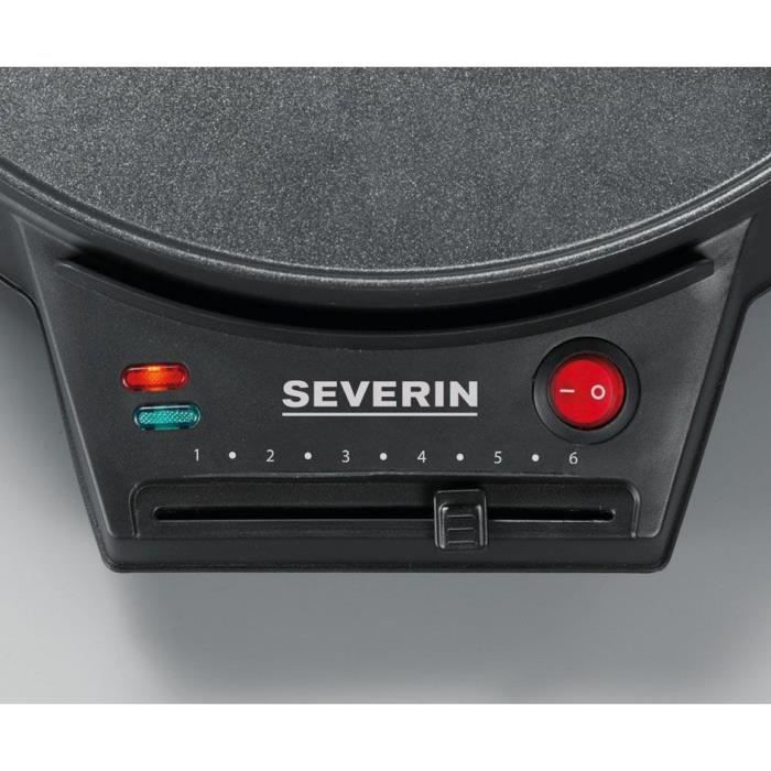 SEVERIN CM2198 - Crepiere diameter 30cm 1000W - Adjustable thermostat - Includes crepe spatula and wooden dough distributor - Black