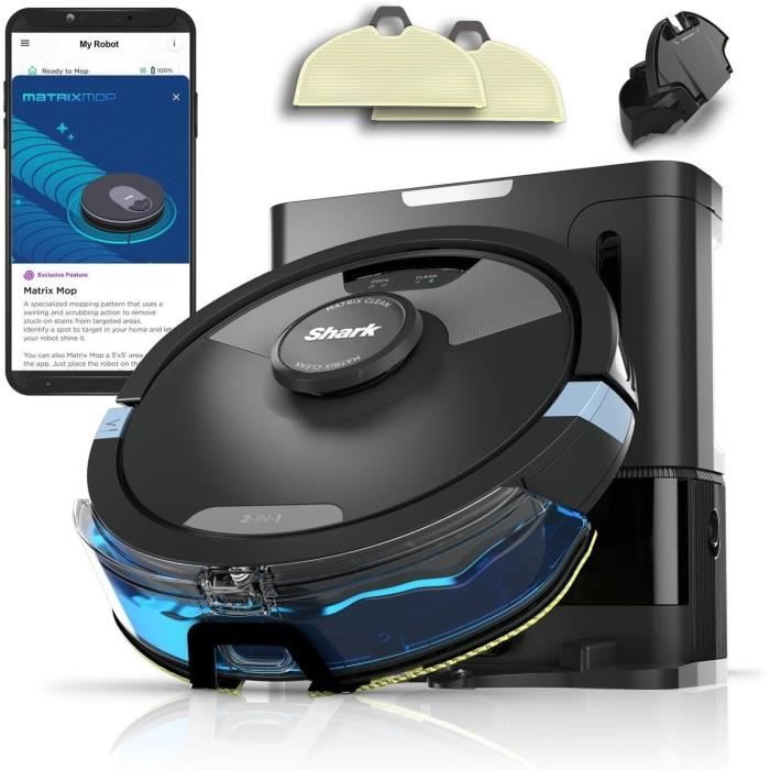 Shark Matrix Plus RV2620WAEU - 2-in-1 Self-Emptying Robot Vacuum and Mop - Cleans Corners and Angles - Optimal Coverage