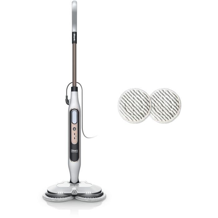 SHARK S8201EU Steam Mop - Automatic Steam Mop - 2 rotating pads - 3 steam settings - Removes stains and dirt