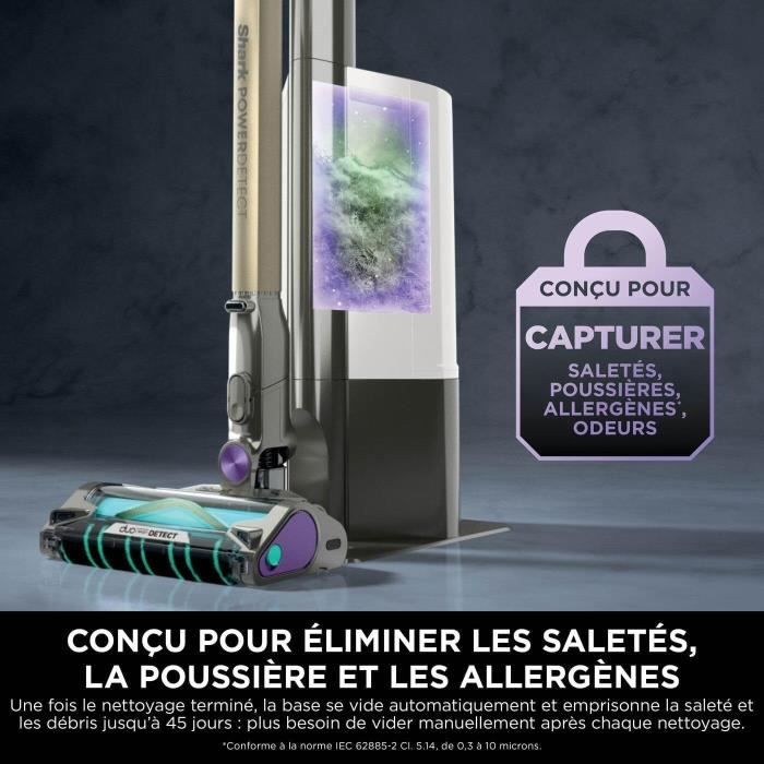 Shark Power Detect IP3251EUT Stick Vacuum Cleaner - Self-emptying base - 2L - 70 min battery life