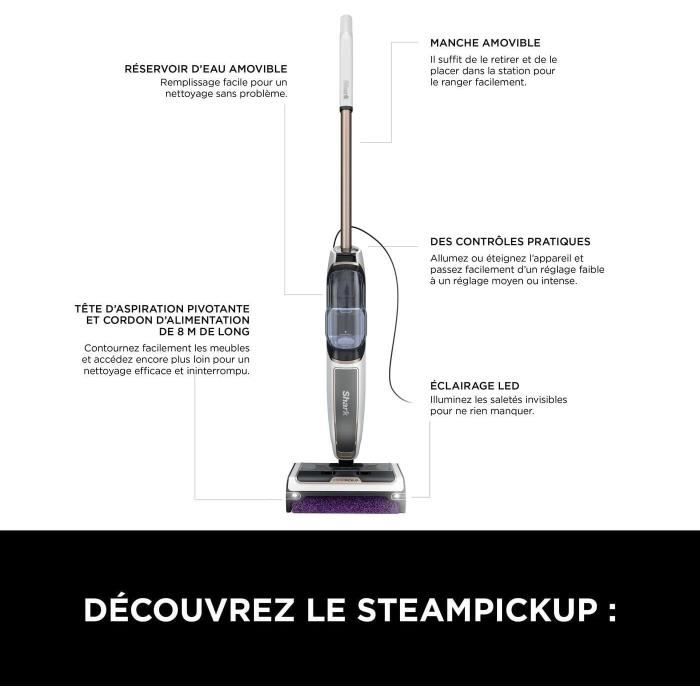 Shark SteamPickUp SD200EU - 3-in-1 Hard Floor Steam Mop - Separates Wet and Dry Debris