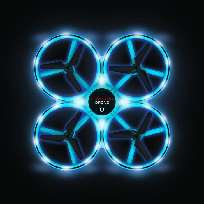 FLASHING DRONE - Mini drone with LED - FLYBOTIC - Classic remote control + wrist movement remote control - Looping 360