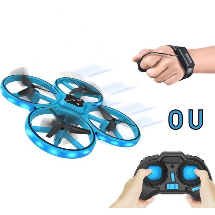 FLASHING DRONE - Mini drone with LED - FLYBOTIC - Classic remote control + wrist movement remote control - Looping 360
