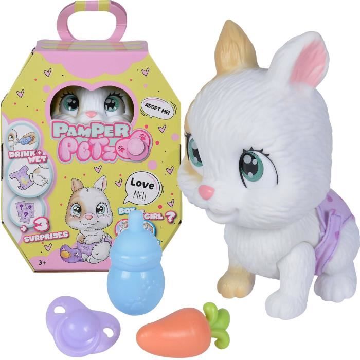 Smoby - Pamper Petz - Rabbit to adopt - 4 accessories - Articulated - Wood and pee - Adoption certificate - From 3 years old