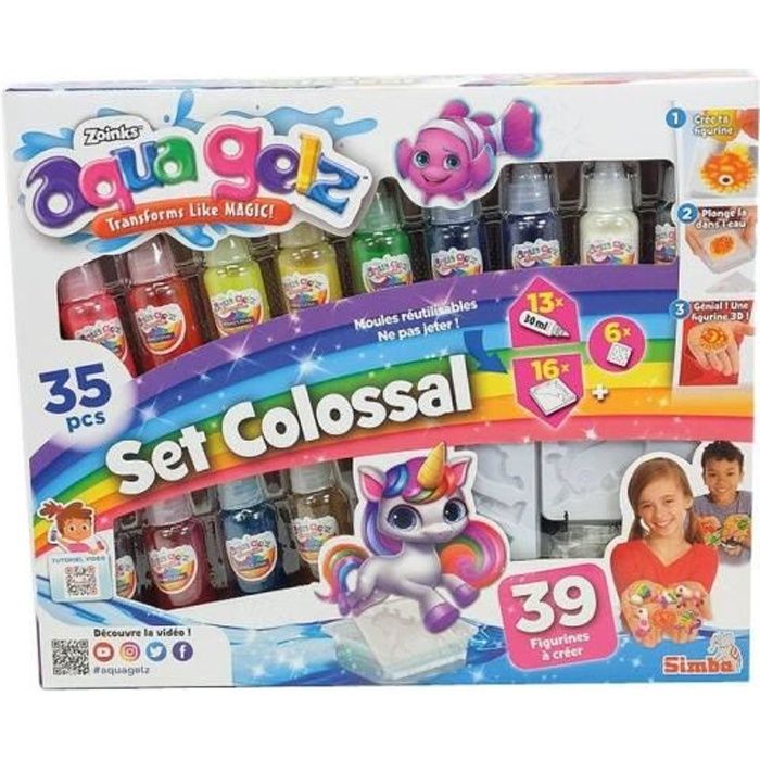 Simba - Aqua Gelz - Creative kit for children - Creation of 3D figurines - Colossal set - Gel tubes - From 8 years old