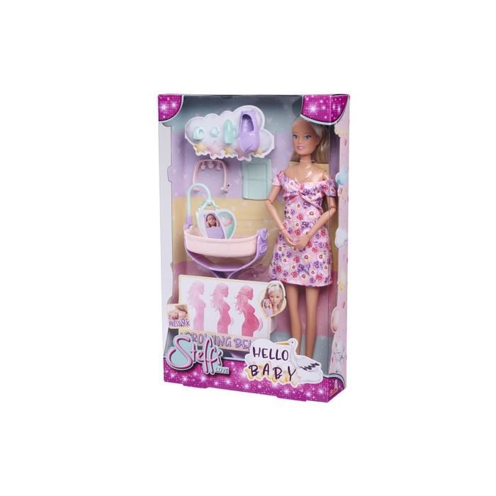 Smoby - Steffi Love - Future Mom - Pregnant mannequin doll (29cm) - Baby accessories - Button to make your belly grow