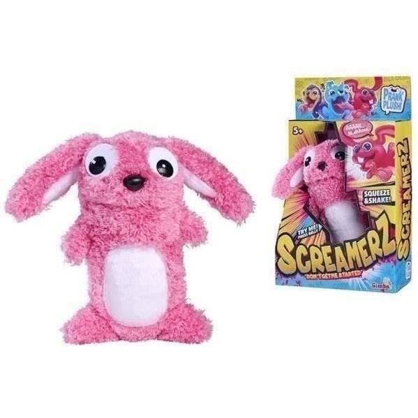 Smoby - Screamerz - Fun interactive plush toy - Rabbit - 27 cm - Noises when shaken or pressing the button