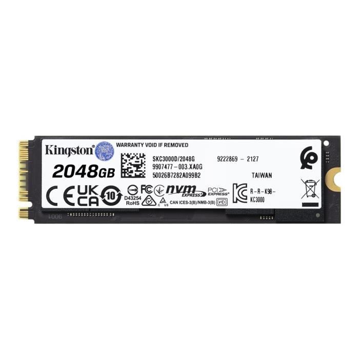 KINGSTON - Internal SSD - KC3000 - 2048GB - M.2 NVMe (SKC3000D/2048G)