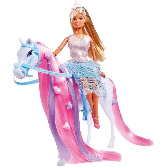 Simba - Steffi Love Princess and Horse - Model Doll 29cm - Dress + Tiara - Hairdressing Accessories included