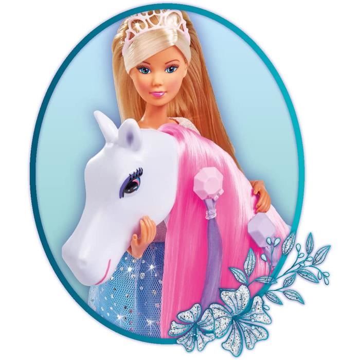 Simba - Steffi Love Princess and Horse - Model Doll 29cm - Dress + Tiara - Hairdressing Accessories included