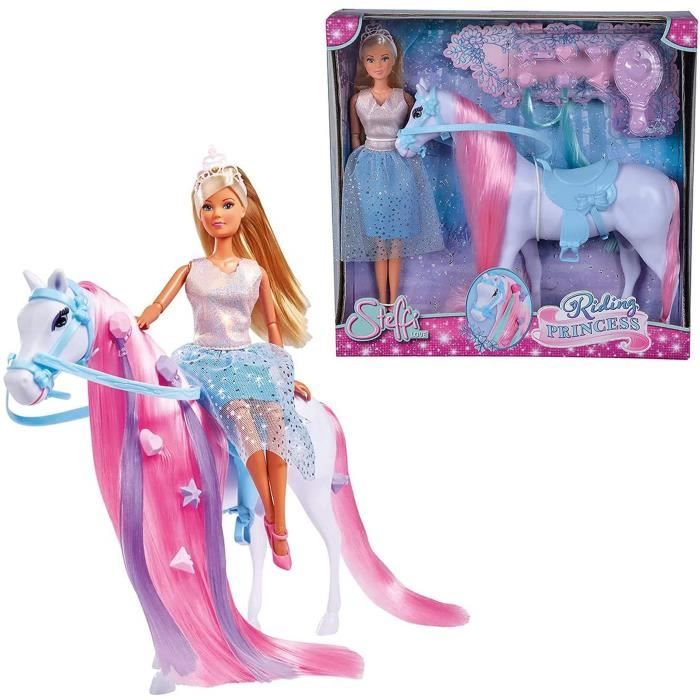 Simba - Steffi Love Princess and Horse - Model Doll 29cm - Dress + Tiara - Hairdressing Accessories included