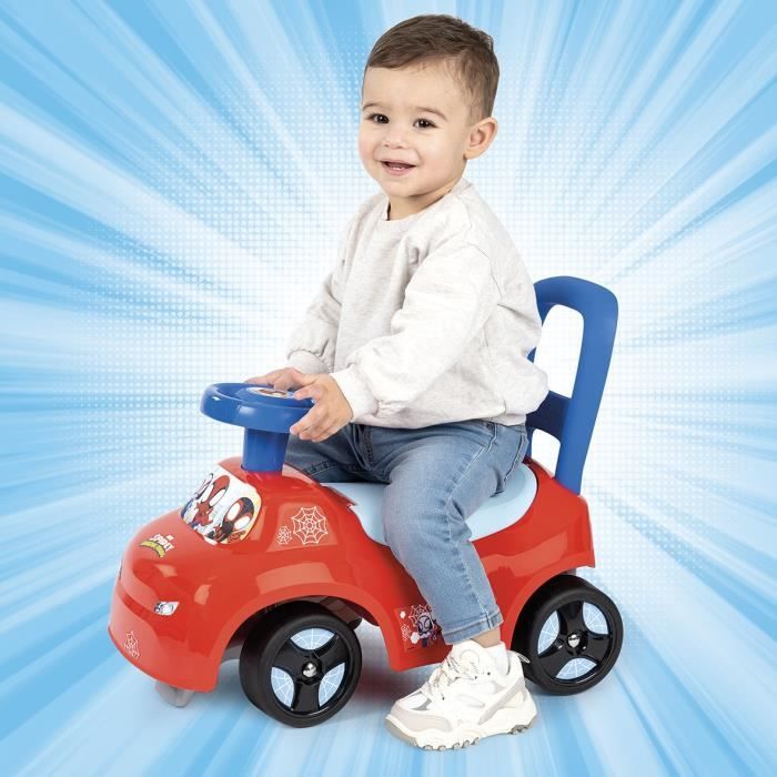 Smoby - 2 in 1 child car carrier - Spidey - Underseat storage + horn - From 10 months - Made in France